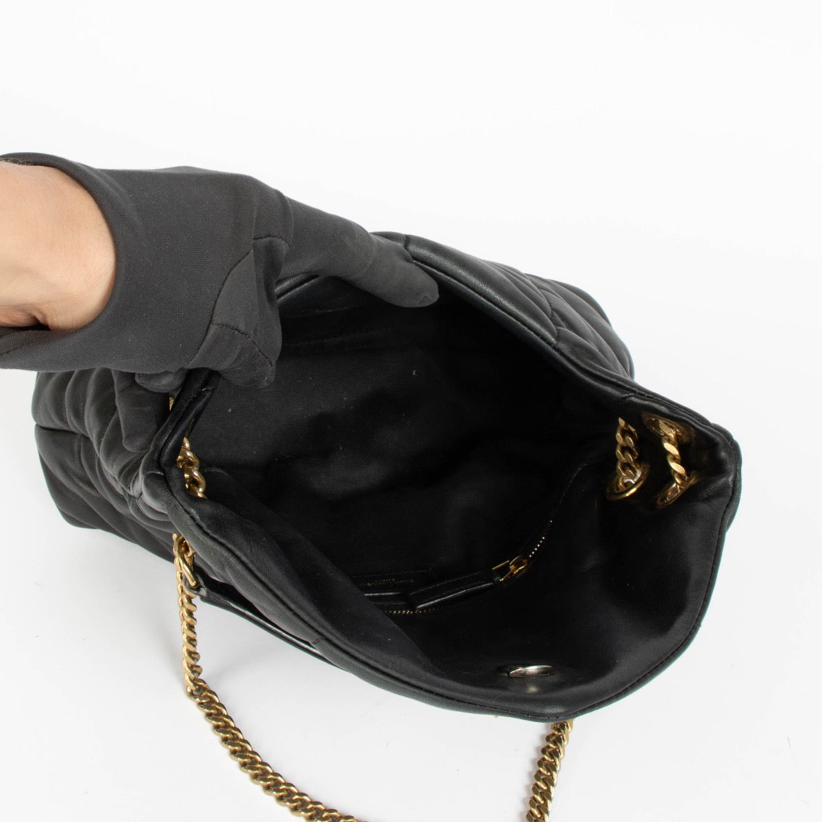 Authentic pre-loved Saint Laurent Black Lambskin Puffer Small Bag on Labellov.com