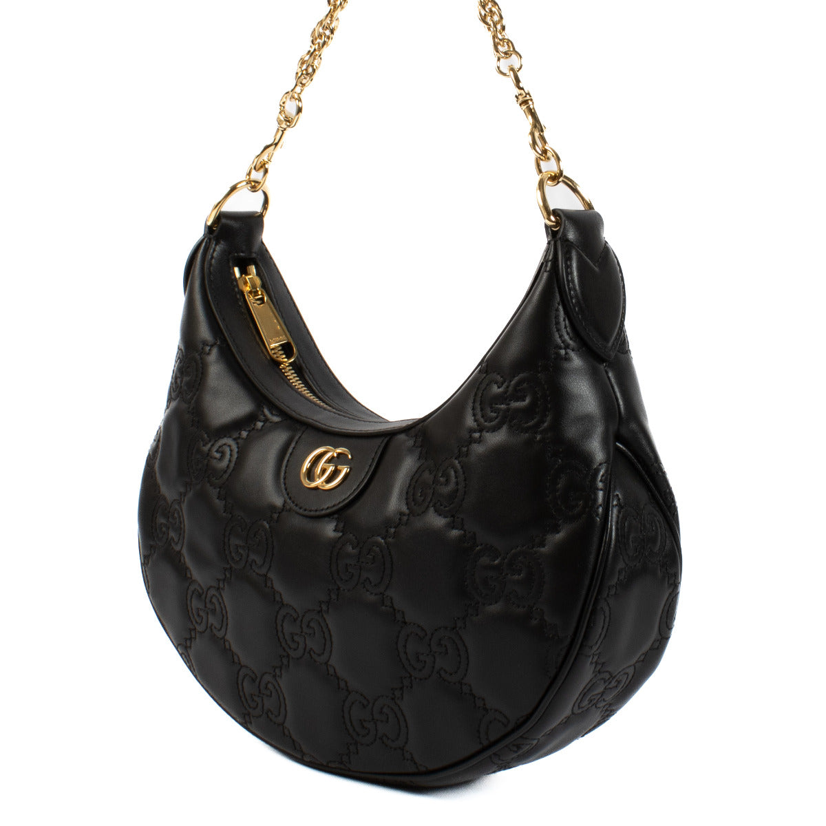 Gucci Black Matelassé Small Half Moon Shoulder Bag
