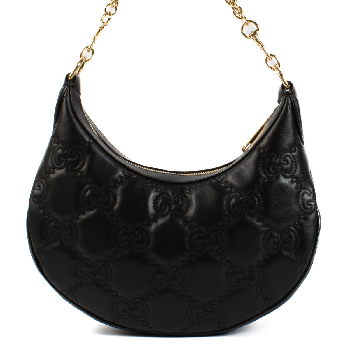 Sac porté épaule demi-lune petit format en matelassé noir Gucci