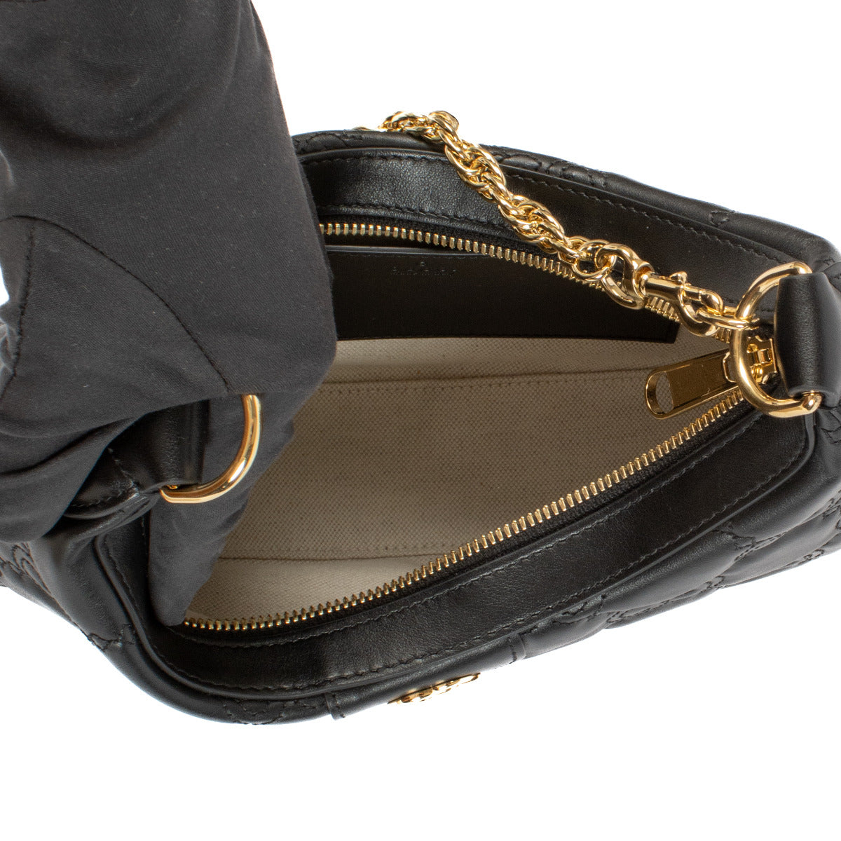 Sac porté épaule demi-lune petit format en matelassé noir Gucci