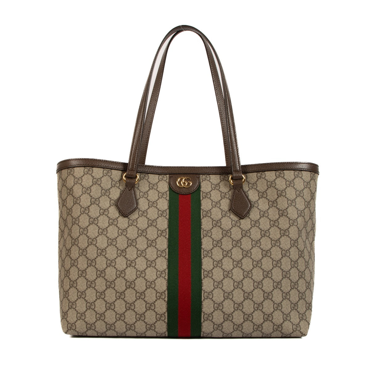 Buy real authentic Gucci Monogram GG Ophidia Tote bag in new condition safe online at Labellov.com