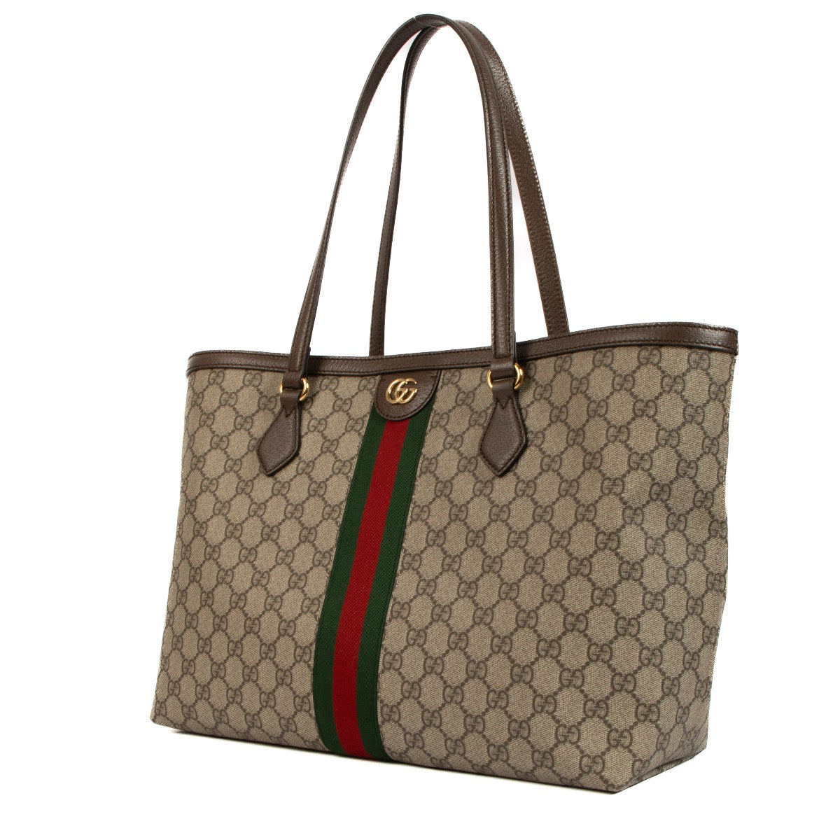 Buy real authentic Gucci Monogram GG Ophidia Tote bag in new condition safe online at Labellov.com