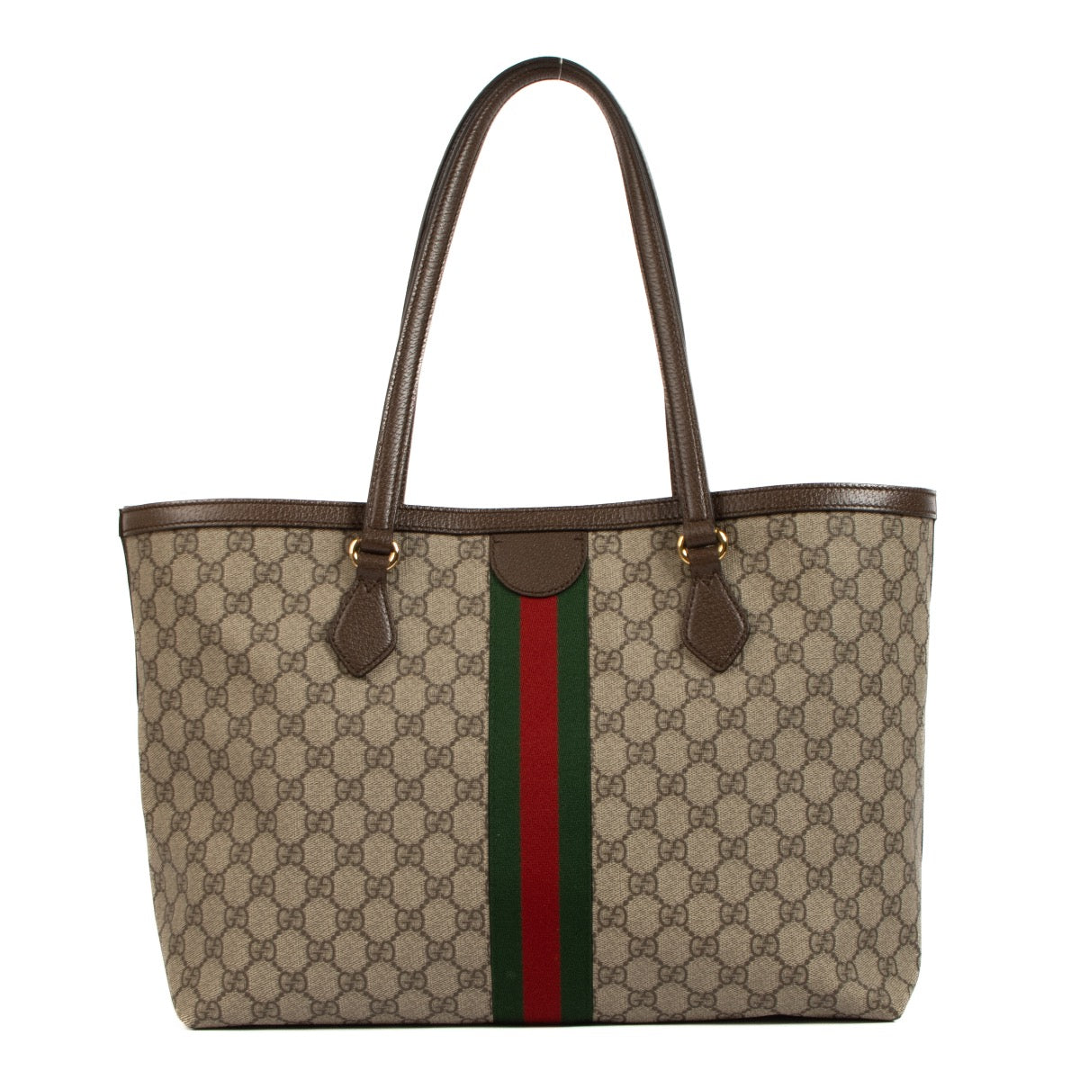 Buy real authentic Gucci Monogram GG Ophidia Tote bag in new condition safe online at Labellov.com