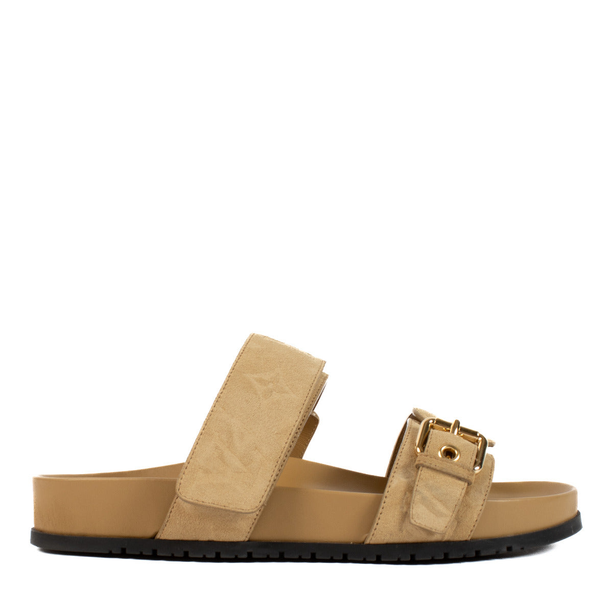 Louis Vuitton Beige Suede Bom Dia Sandals