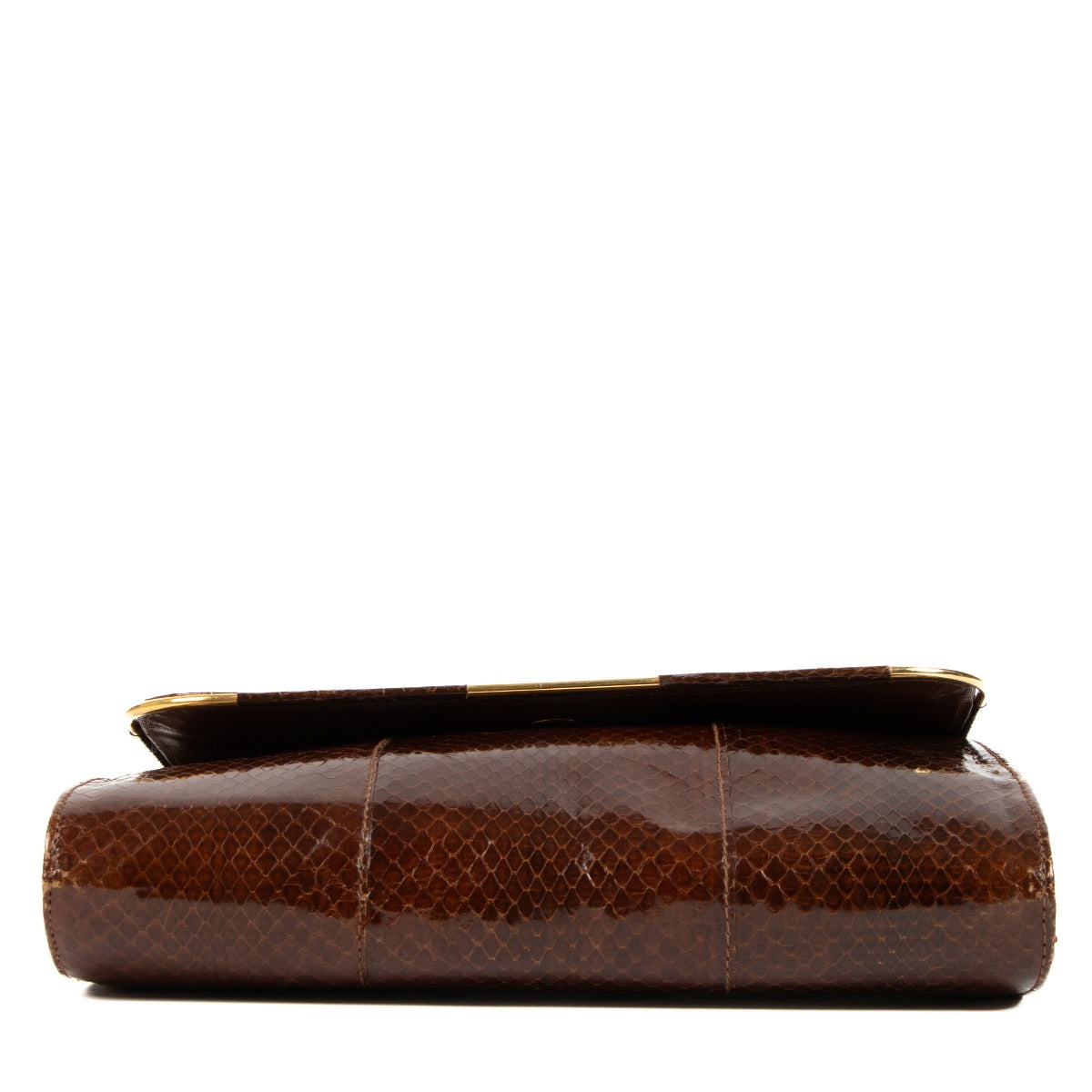 Christian Dior Vintage Brown Snakeskin Chain Clutch