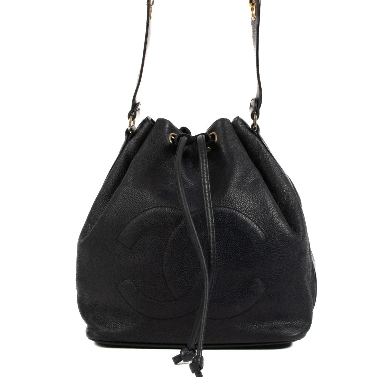 Sac seau Chanel vintage en cuir caviar bleu