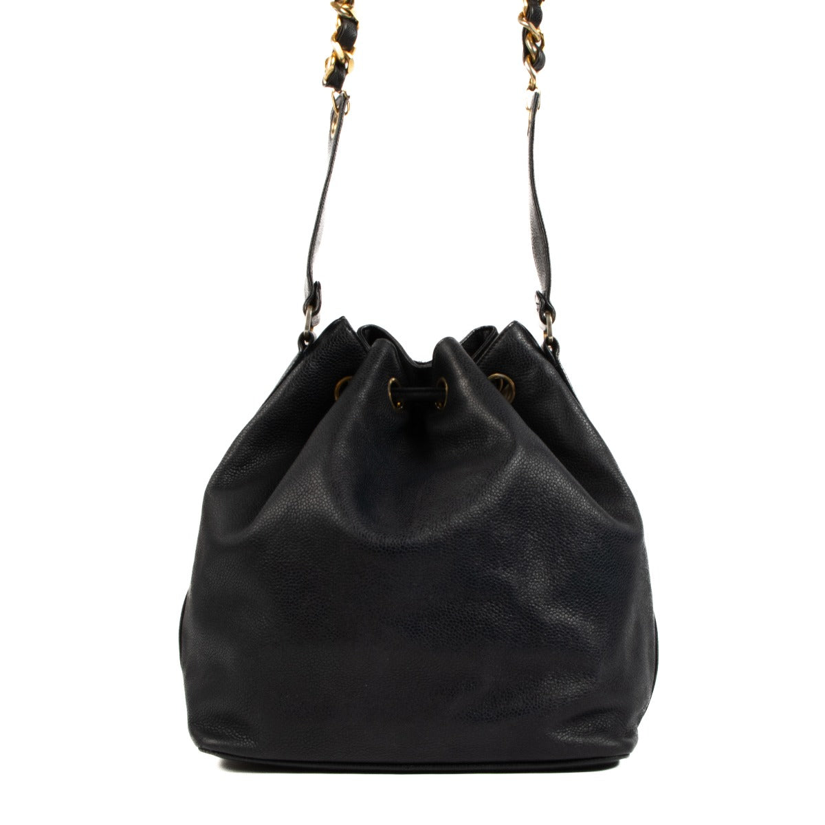 Sac seau Chanel vintage en cuir caviar bleu