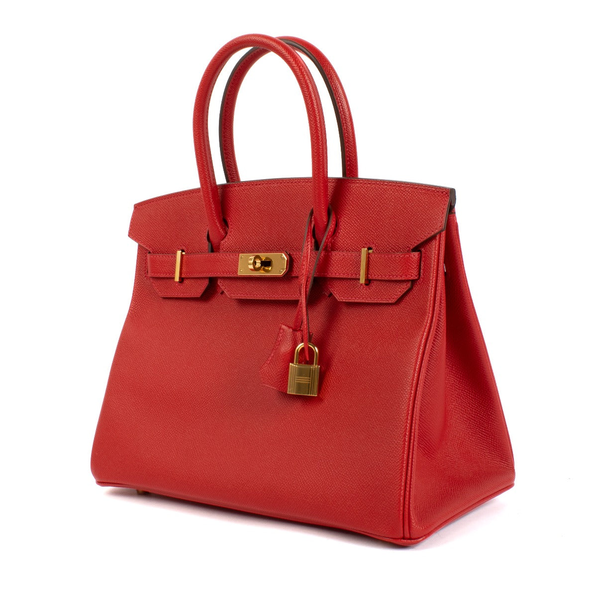 Authentic second hand vintage designer Hermès Birkin 30 Rouge Casaque Epsom GHW on www.labellov.com