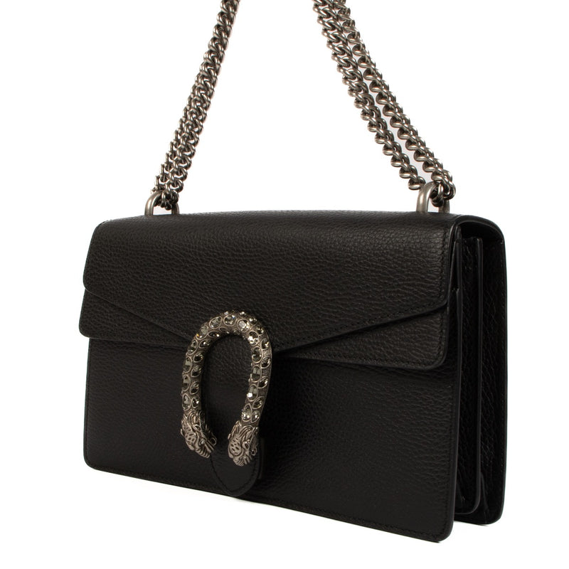 Shop safe online at Labellov in Antwerp Brussels and Knokke this 100% authentic second hand Gucci Black Leather Small Dionysus