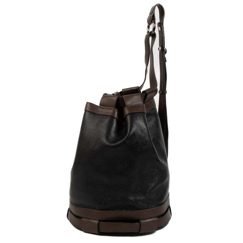 Delvaux Vintage Bi-Color Leather Bucket Bag