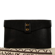 Delvaux Vintage Black Leather Clutch with Chain