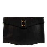 Delvaux Vintage Black Leather Clutch with Chain