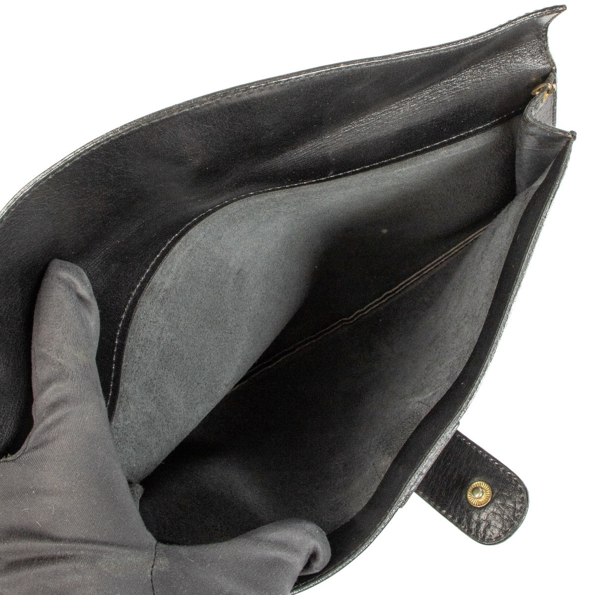 Pochette Delvaux vintage en cuir noir avec chaîne