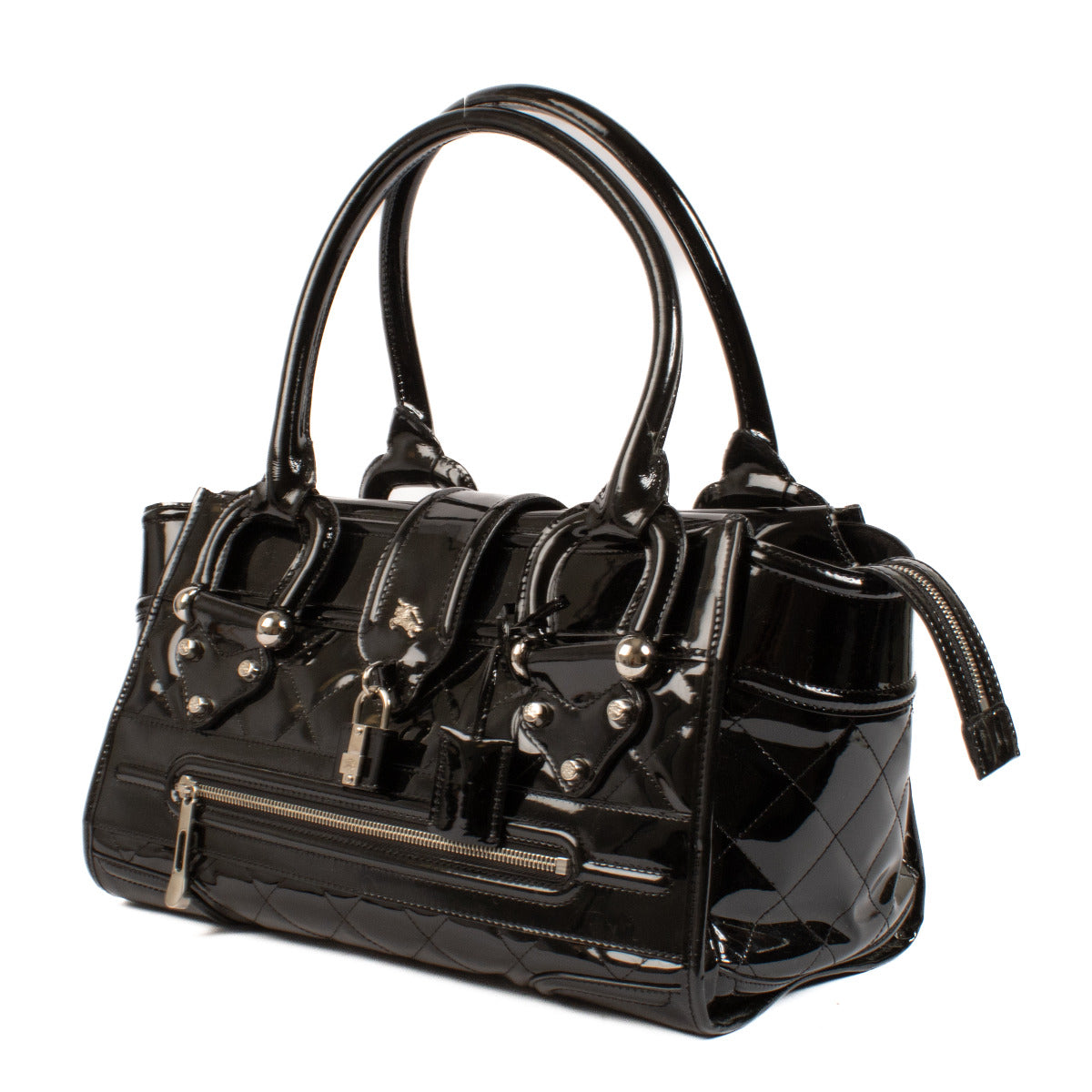 Sac Manor Burberry en cuir verni noir