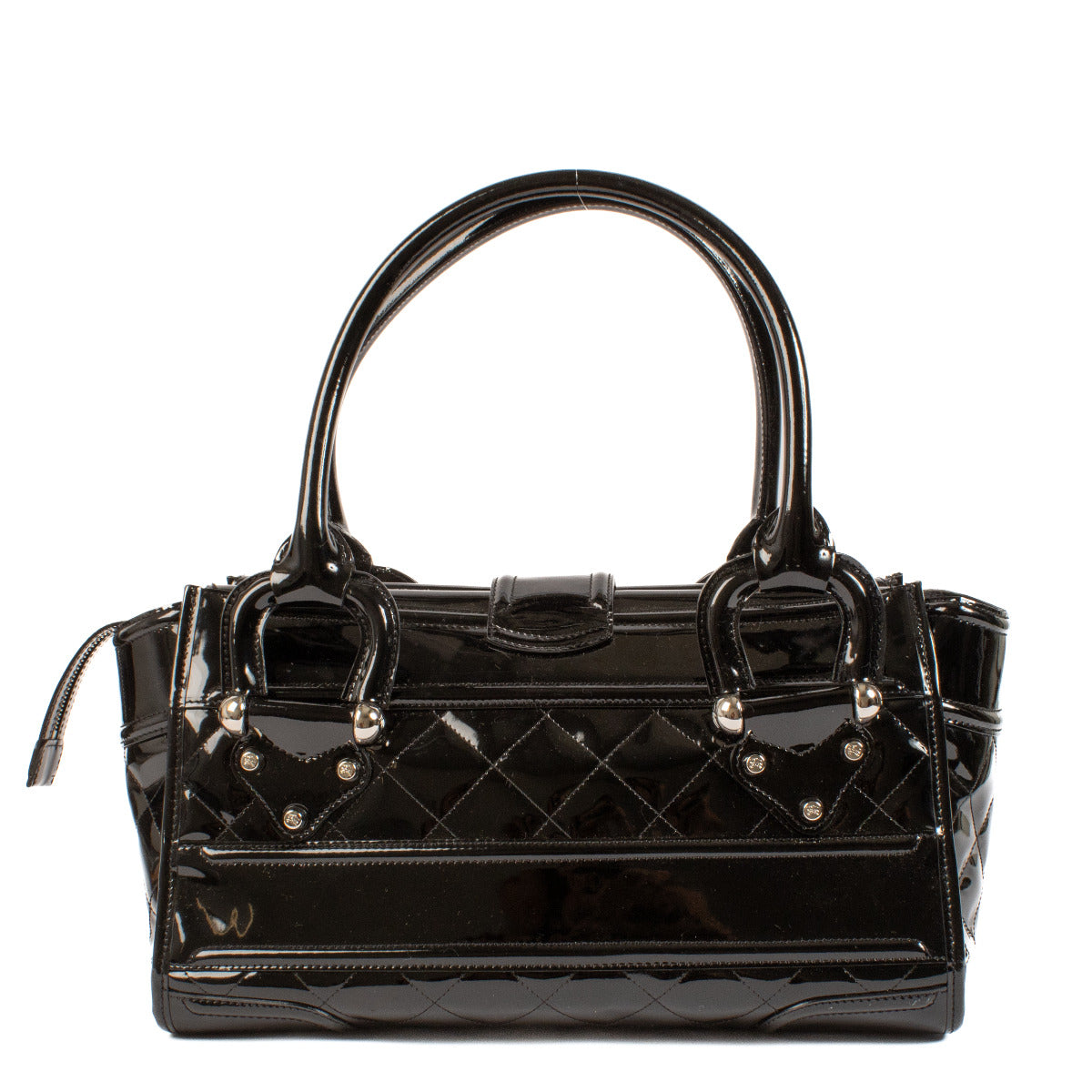 Sac Manor Burberry en cuir verni noir
