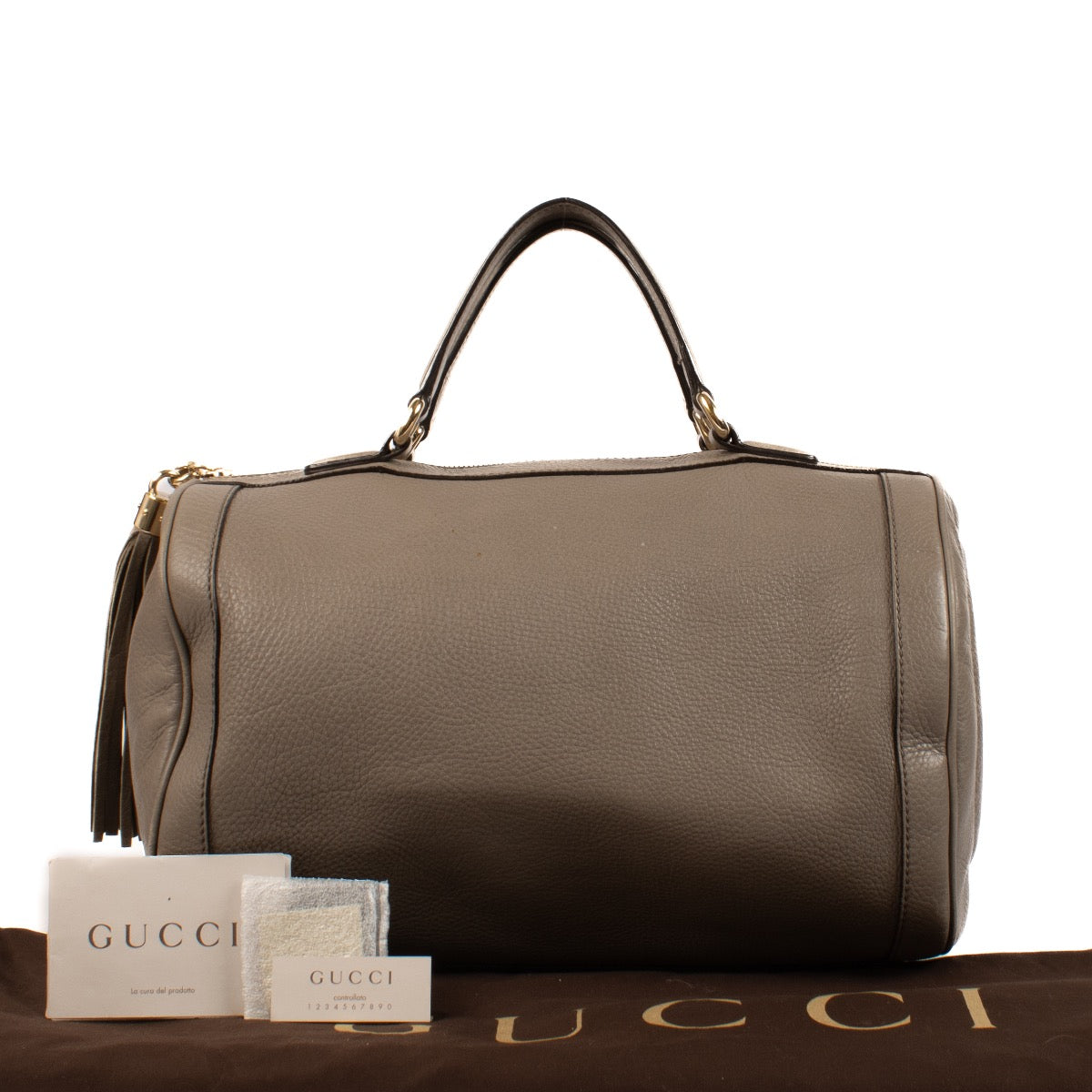 shop 100% authentic second hand Gucci Taupe Boston Bag on Labellov.com