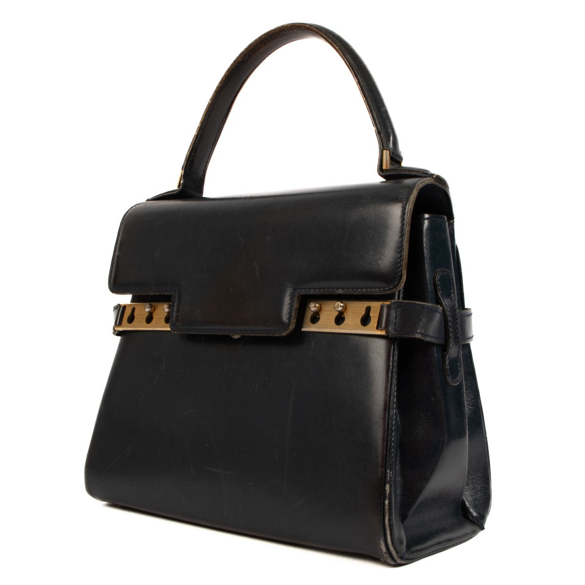 Shop 100% authentic second-hand Delvaux Blue Tempête Top Handle Bag on Labellov.com