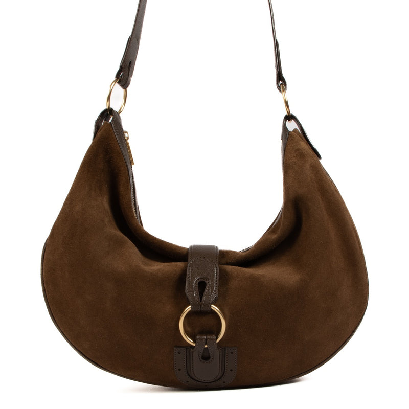 Shop 100% authentic second-hand Delvaux Marron Suede Camille GM Bag on Labellov.com