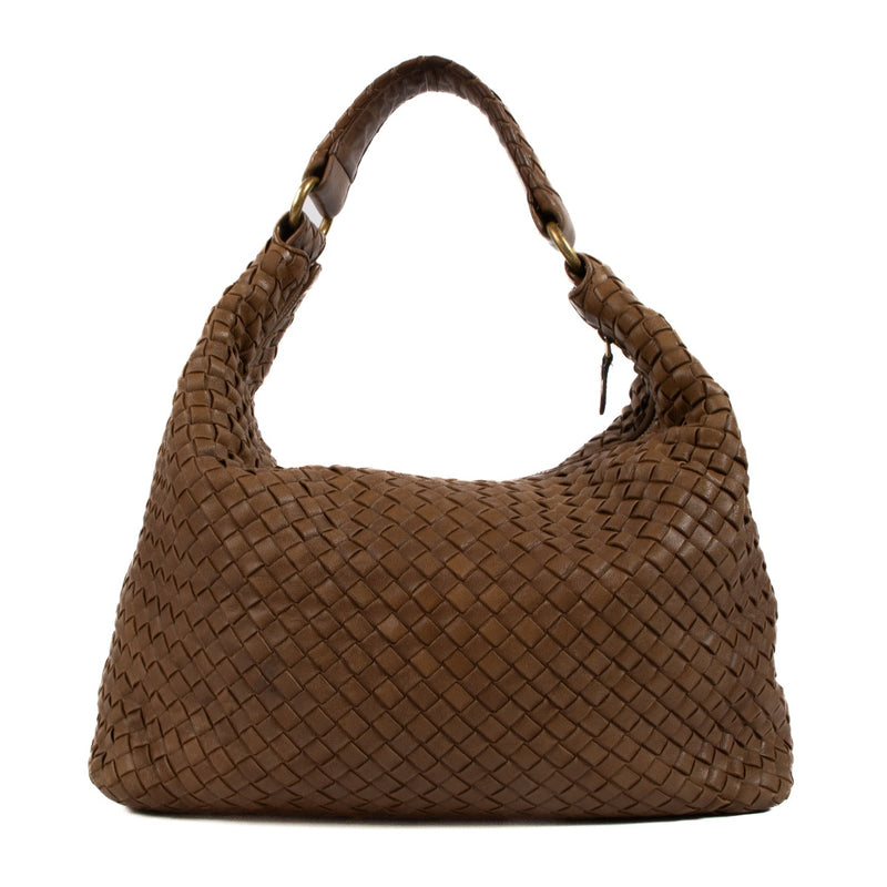 Shop safe online Bottega Veneta Brown Intrecciato Nappa Shoulder Bag. koop veilig online tegen de beste prijs.