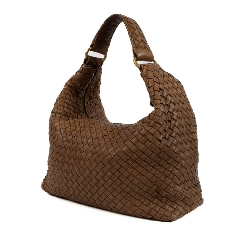 Shop safe online Bottega Veneta Brown Intrecciato Nappa Shoulder Bag. koop veilig online tegen de beste prijs.