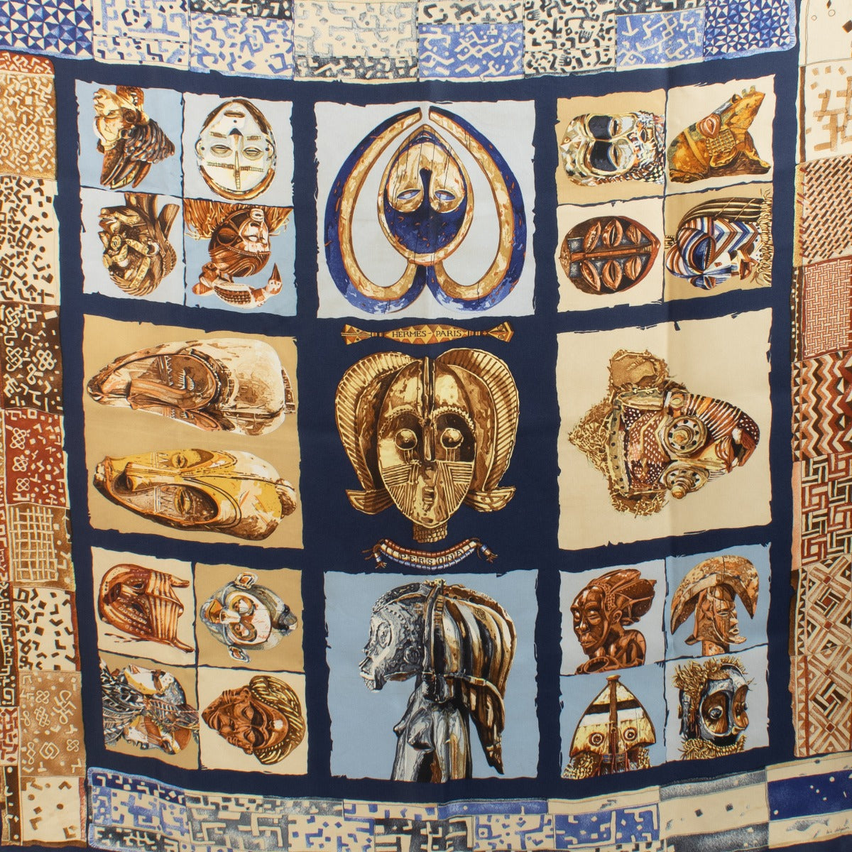 100% authentic pre loved Hermès Persona By Loic Dubigeon 1997 Blue Scarf on Labellov.com