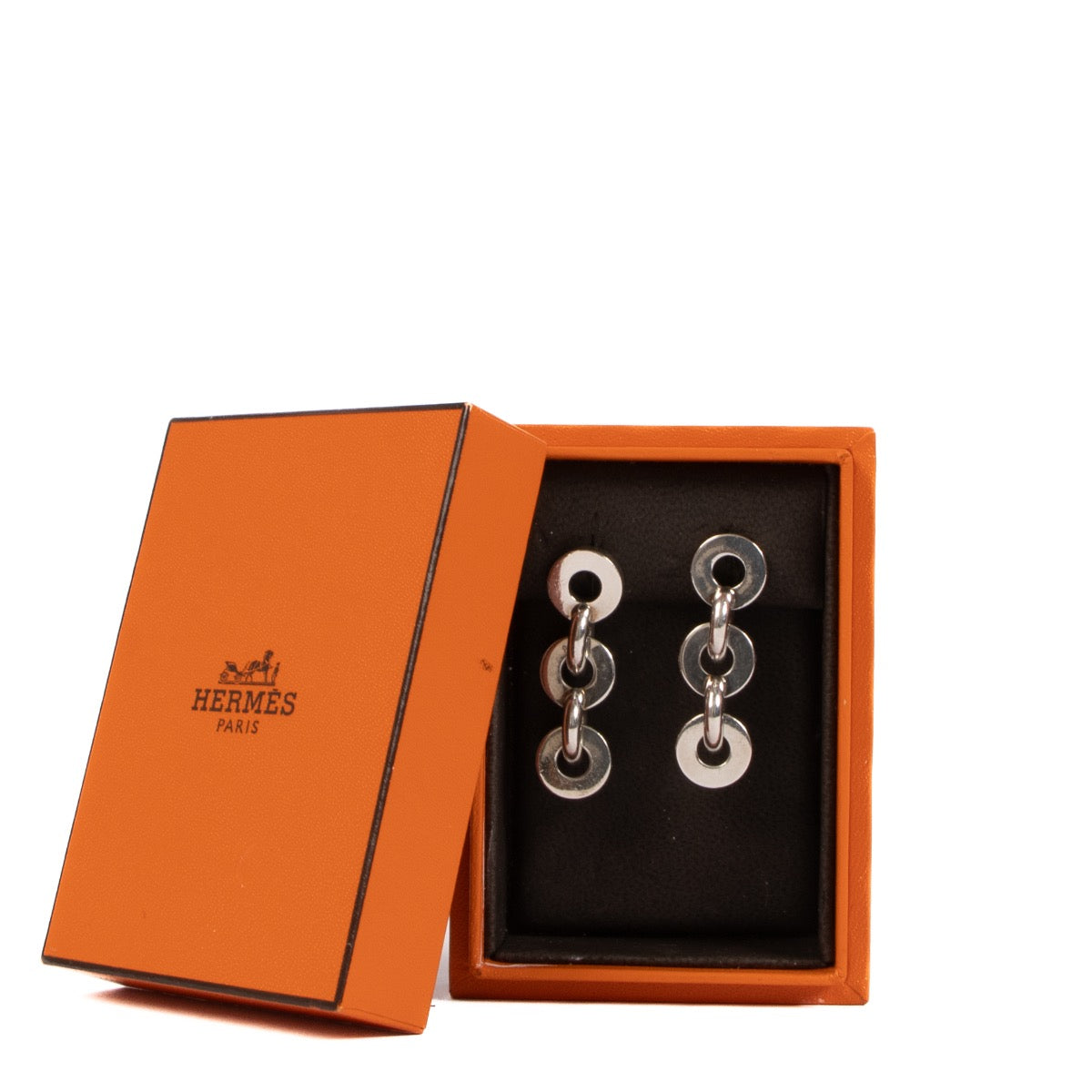 shop 100% authentic second hand Hermès Silver Vaulting Earrings on Labellov.com