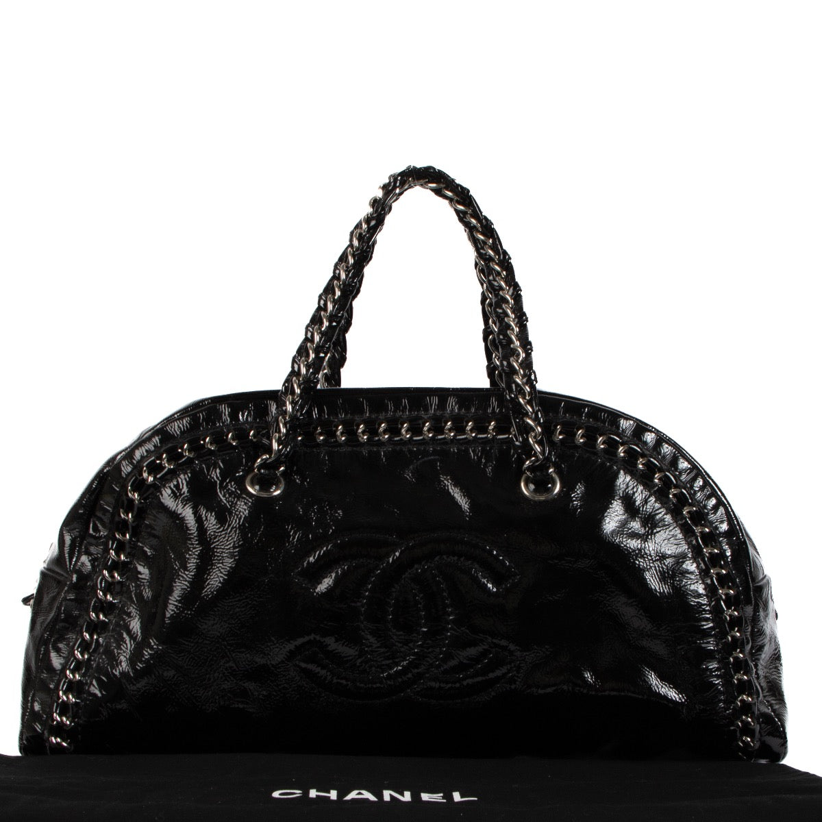 shop 100% authentic second hand Chanel Black Patent Leather Bowler Bag on Labellov.com