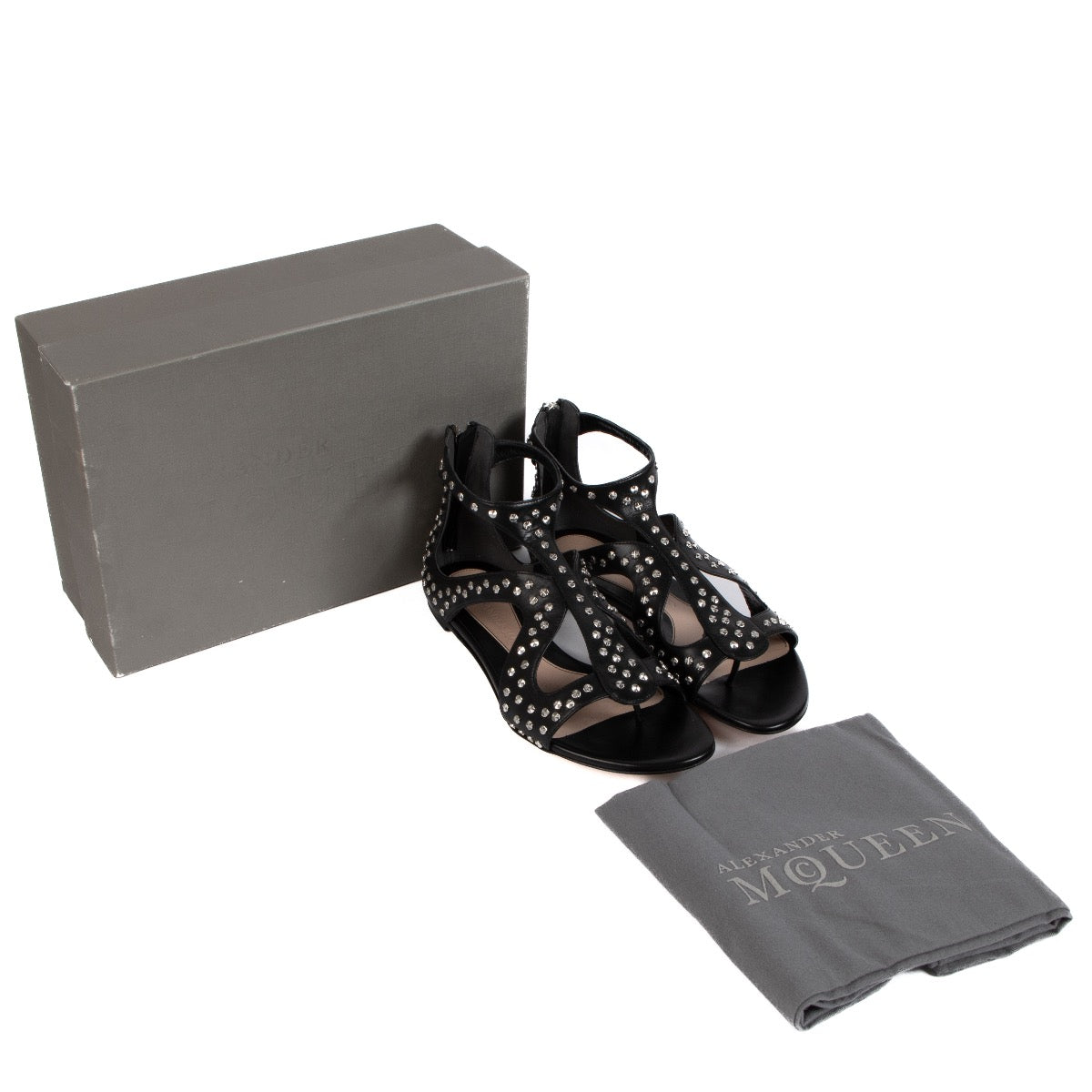 Shop 100% authentic second-hand Alexander McQueen Black Micro Stud Cage Sandals in size 38,5 on Labellov.com
