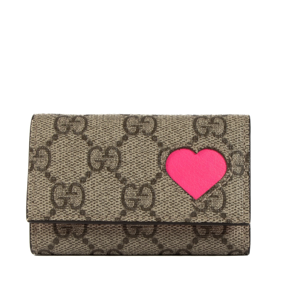 Gucci GG Supreme Neon Pink Heart Key Pouch