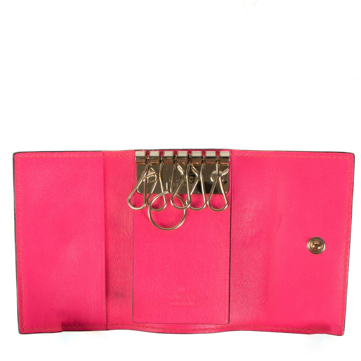 Gucci GG Supreme Neon Pink Heart Key Pouch