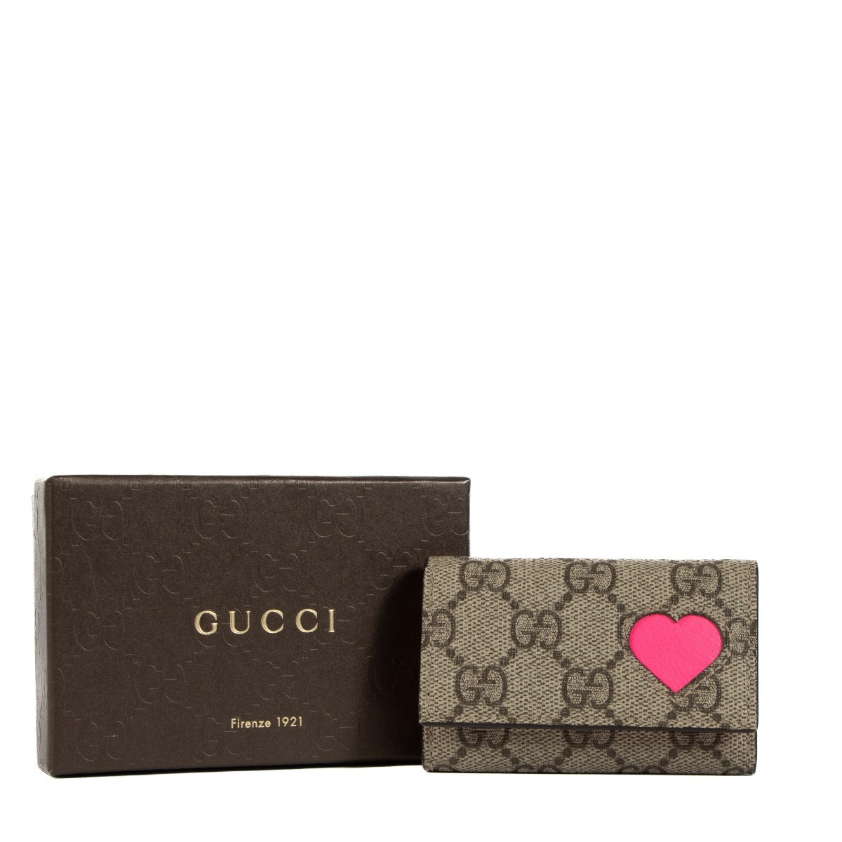 Étui à Clés Cœur Rose Néon GG Supreme Gucci
