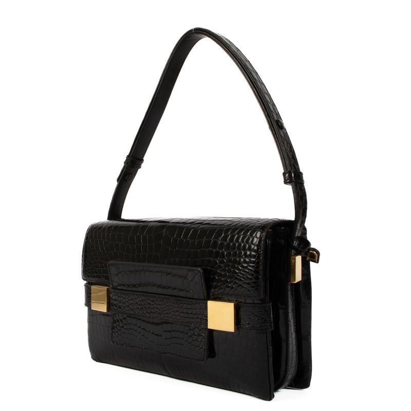 Delvaux Black Crocodile Vintage Madame Bag