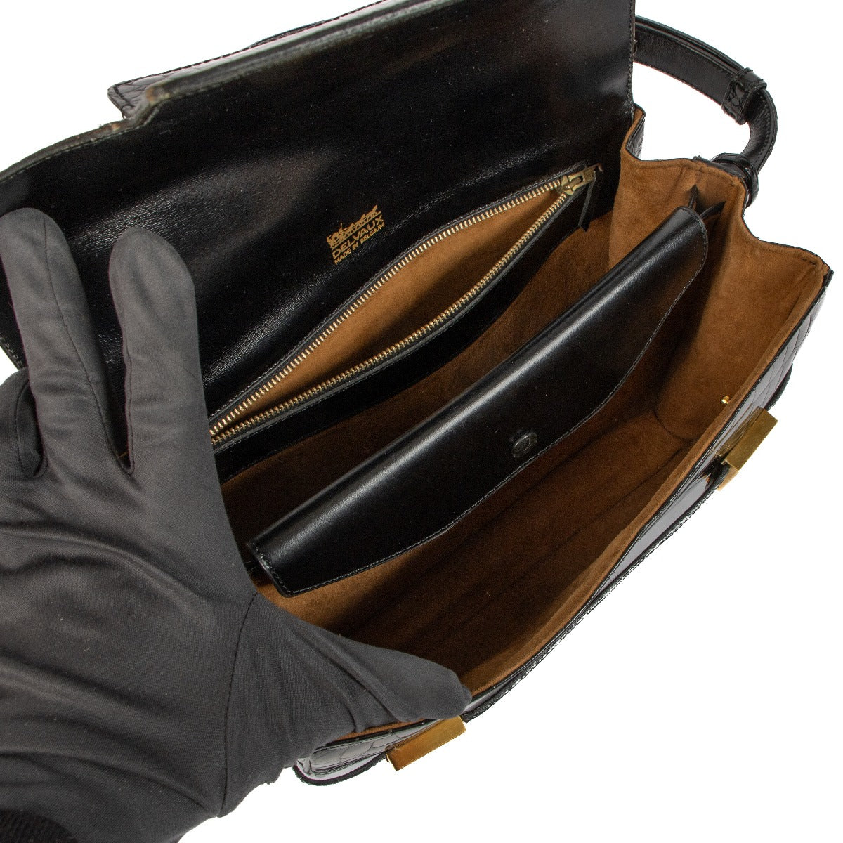 Delvaux Zwarte Krokodillen Vintage Madame Tas
