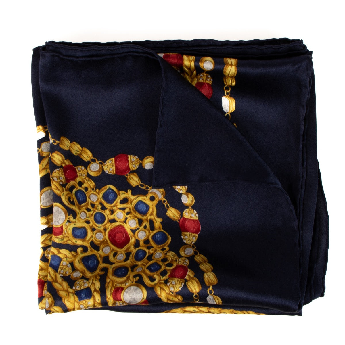 Shop 100% authentic second-hand Chanel Blue Jewel Chain Silk Scarf on Labellov.com