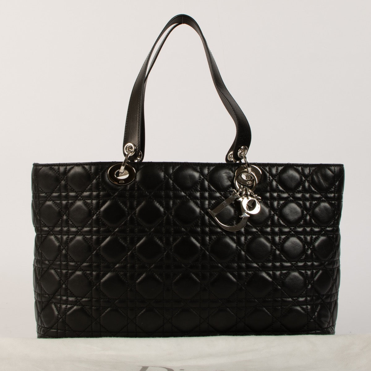 Shop 100% authentic second-hand Christian Dior Black Lambskin Cannage Lady Dior Tote Bag on Labellov.com