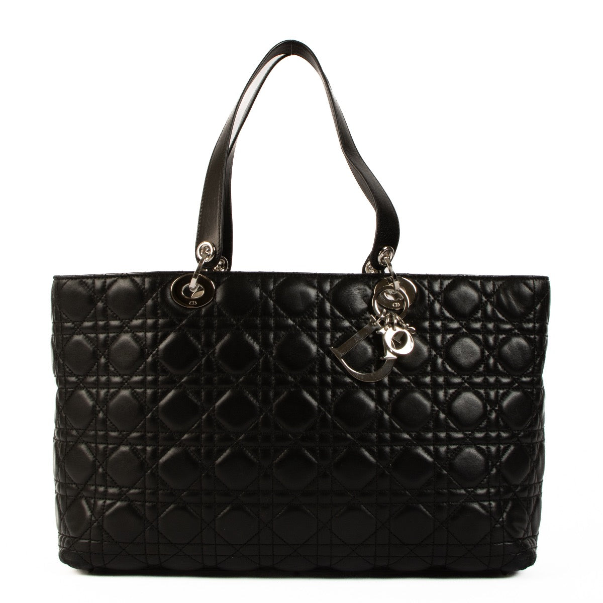 Shop 100% authentic second-hand Christian Dior Black Lambskin Cannage Lady Dior Tote Bag on Labellov.com