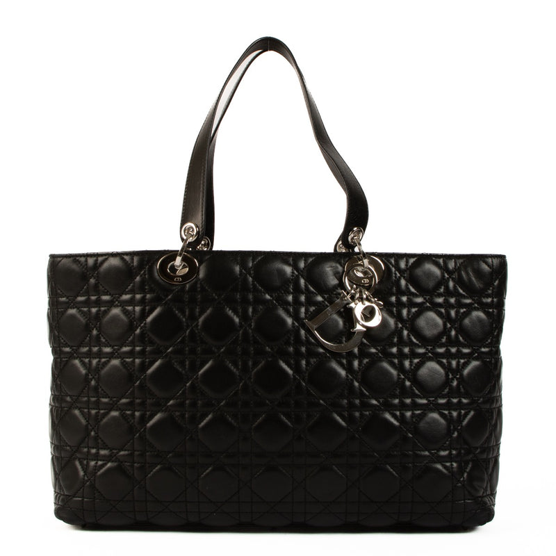 Shop 100% authentic second-hand Christian Dior Black Lambskin Cannage Lady Dior Tote Bag on Labellov.com