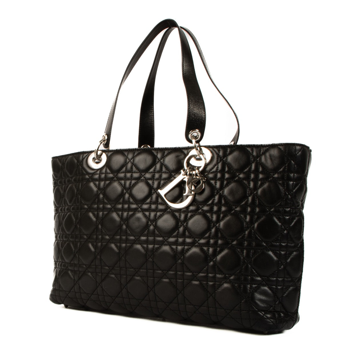 Shop 100% authentic second-hand Christian Dior Black Lambskin Cannage Lady Dior Tote Bag on Labellov.com