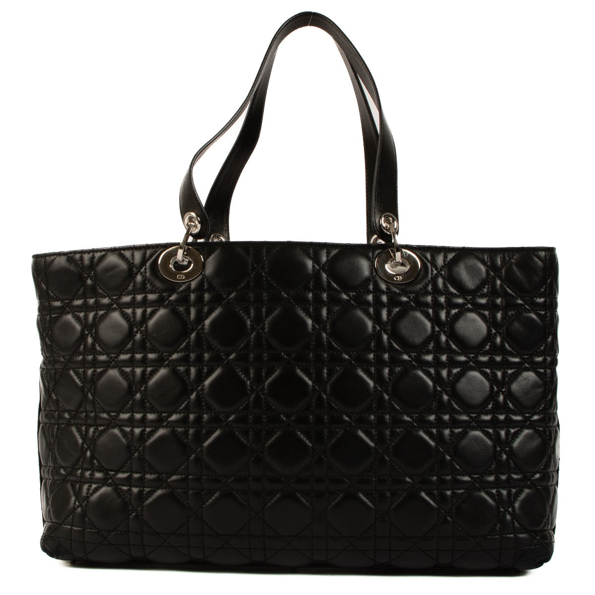 Shop 100% authentic second-hand Christian Dior Black Lambskin Cannage Lady Dior Tote Bag on Labellov.com