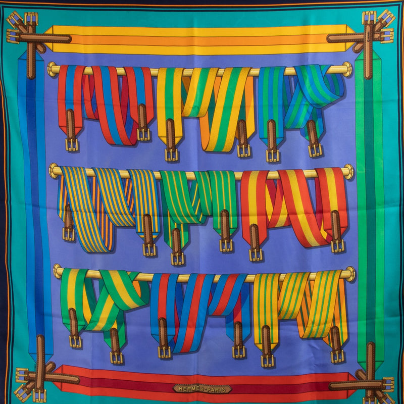 Shop 100% authentic second-hand Hermès Les Sangles Silk Carre 90 Scarf on Labellov.com