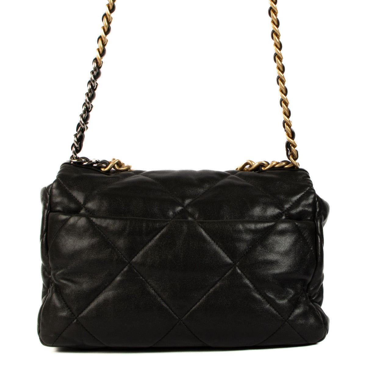 Sac à main Chanel 19 grand modèle en agneau brillant noir Chanel