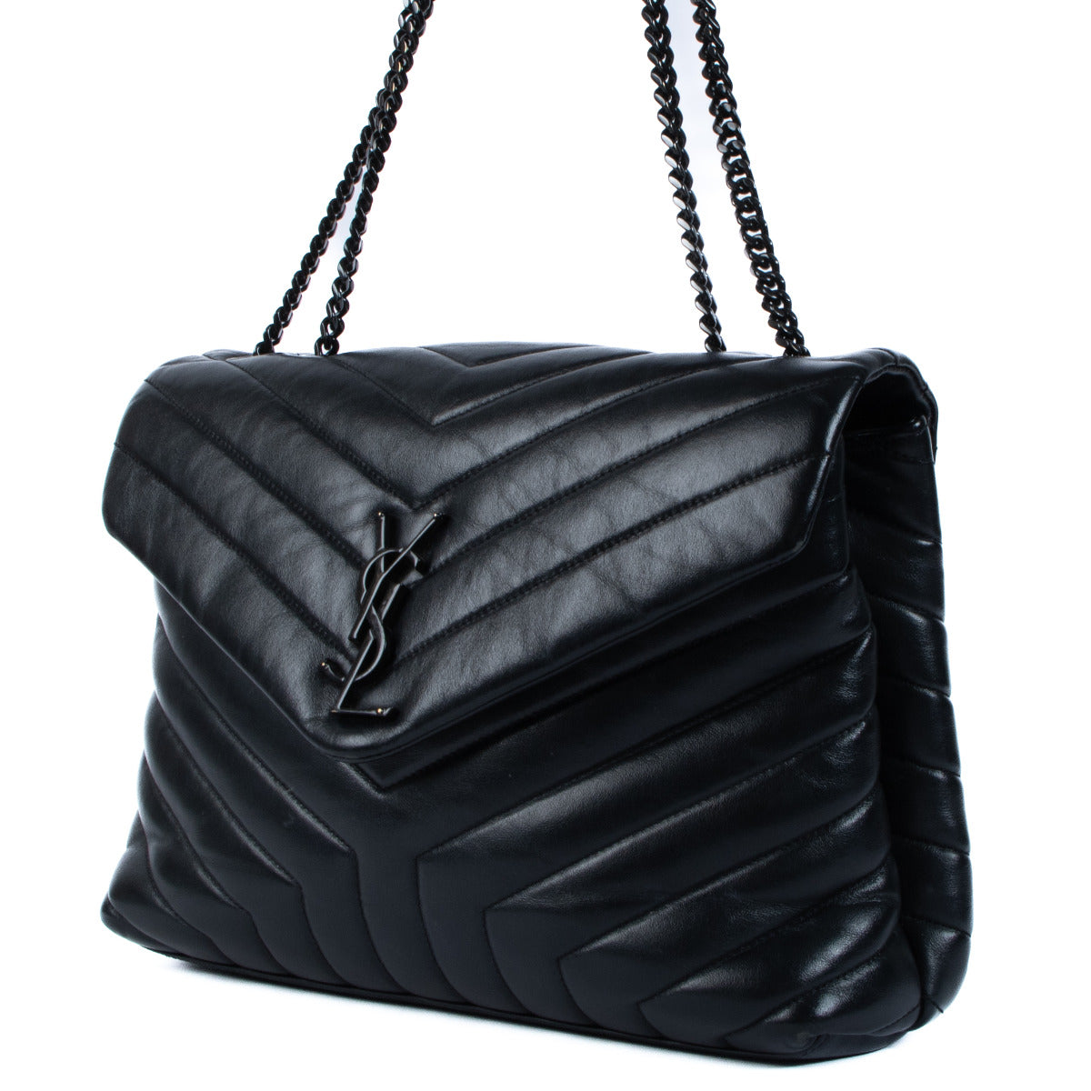 Saint Laurent So Black Matelasse Medium Loulou Crossbody Bag