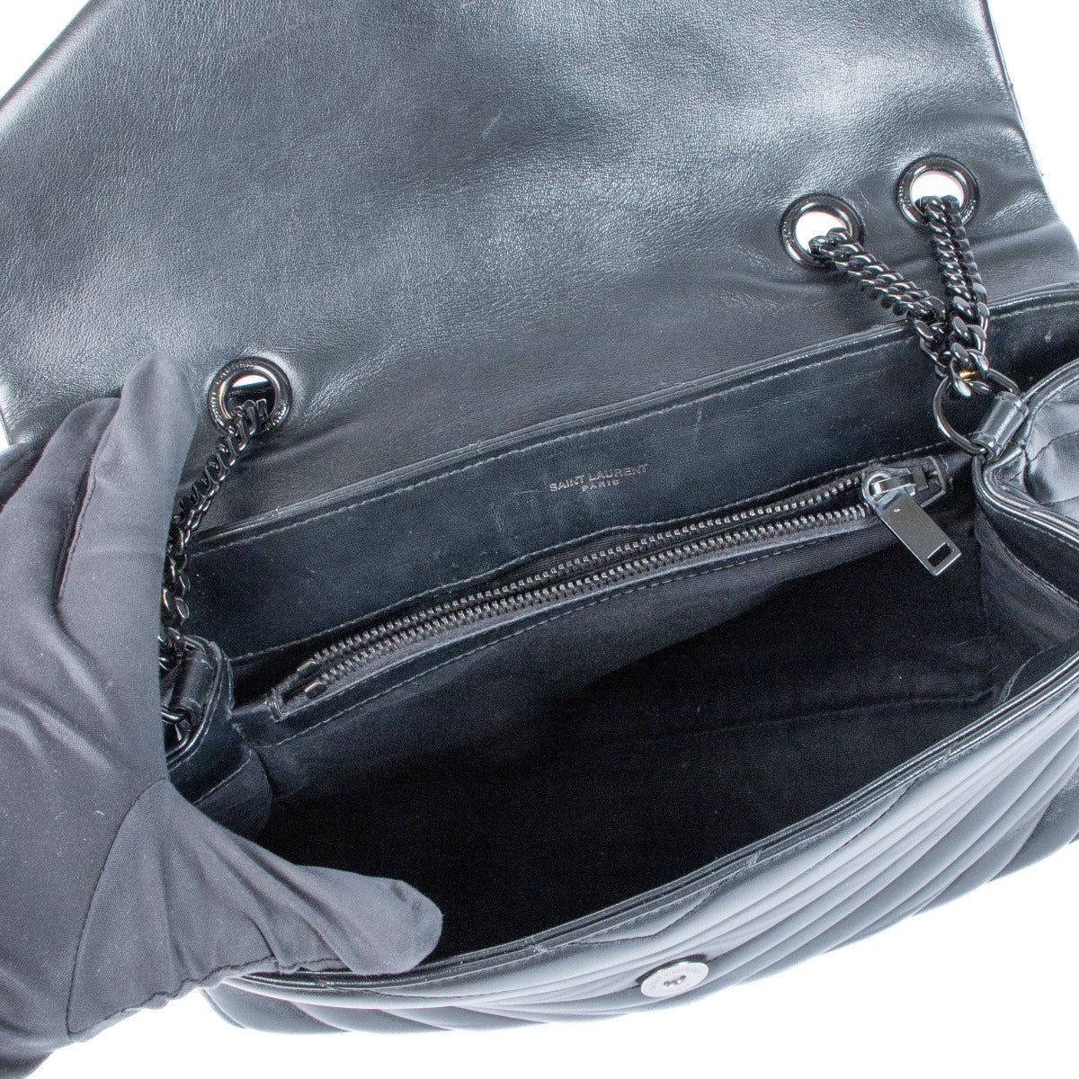 Saint Laurent So Black Matelasse Medium Loulou Crossbody Bag