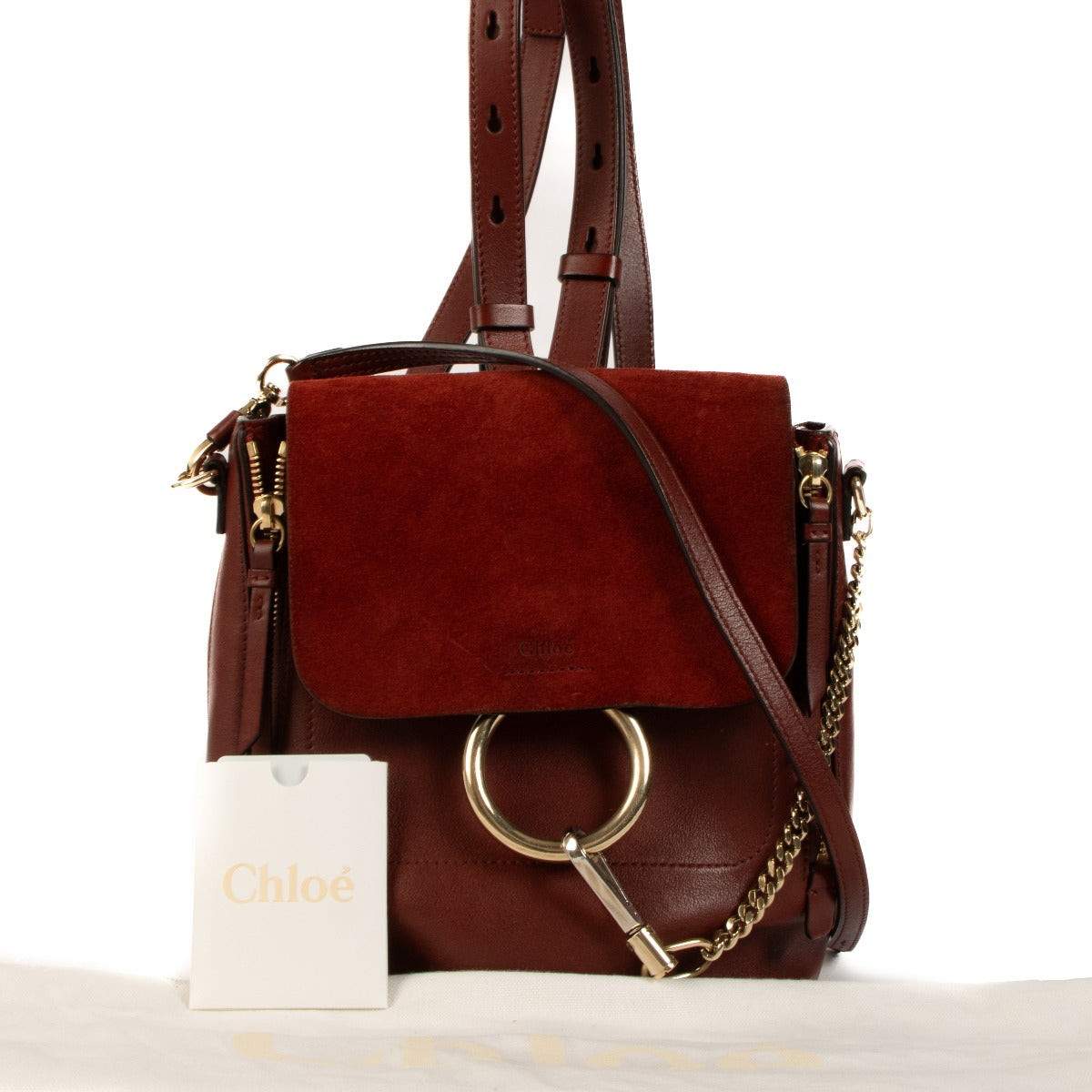 Chloé Dark Velvet Leather Faye Mini Backpack