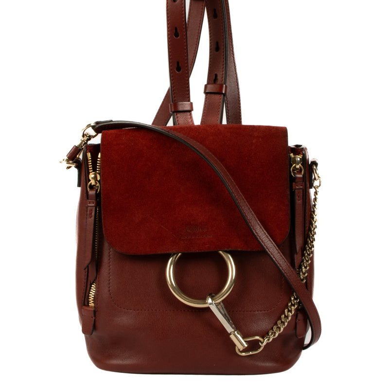 Chloé Dark Velvet Leather Faye Mini Backpack