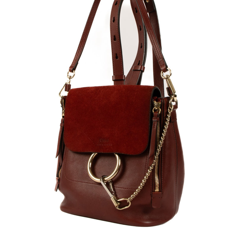 Chloé Dark Velvet Leather Faye Mini Backpack