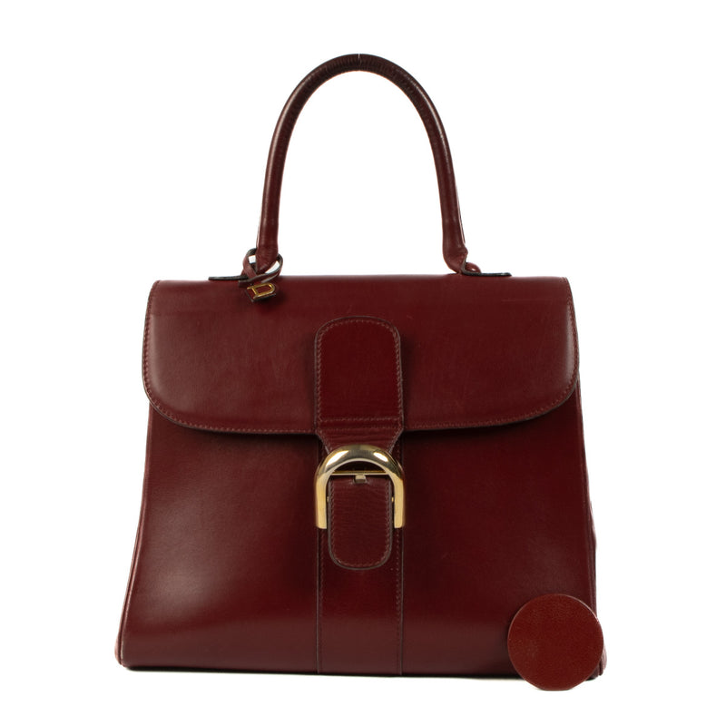 Shop safe online Delvaux Burgundy Box Calf Leather Brillant MM Top Handle. koop veilig online tegen de beste prijs.