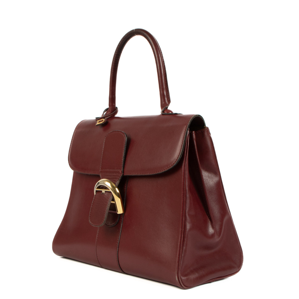Shop safe online Delvaux Burgundy Box Calf Leather Brillant MM Top Handle. koop veilig online tegen de beste prijs.