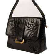 Shop safe online at Labellov in Antwerp, Brussels and Knokke this 100% authentic second hand Delvaux Black Crocodile Leather Poirier Shoulder Bag