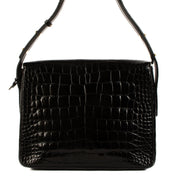 Shop safe online at Labellov in Antwerp, Brussels and Knokke this 100% authentic second hand Delvaux Black Crocodile Leather Poirier Shoulder Bag